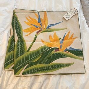2 18x18 embroidered pillow covers NWT original price was $80 for both covers